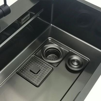 Nano Küchen spüle mattschwarz über dem Waschbecken mit Schneide brett 304 Edelstahl einzelne schwarze Küchen spüle