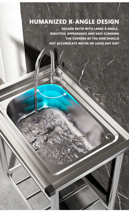 Wash Basin 304 Stainless Steel Sink with Bracket Single/double Sink Wash Basin For Kitchen, Garage, Laundry and Basement
