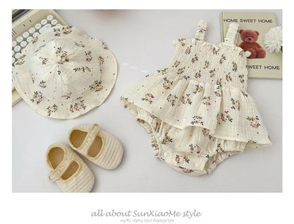 MILANCEL Baby-Bodys, Blumenmuster, Mädchen, einteilig, Säuglingskleidung, Leinen, atmungsaktive Kleidung.