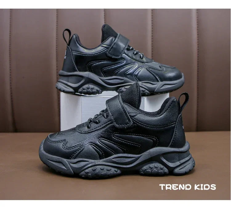 Children White Running Shoes Kids Fashion Sneakers PU Soft Breatheable Comfortable Boys Girls School Sports Shoes Size 26-37