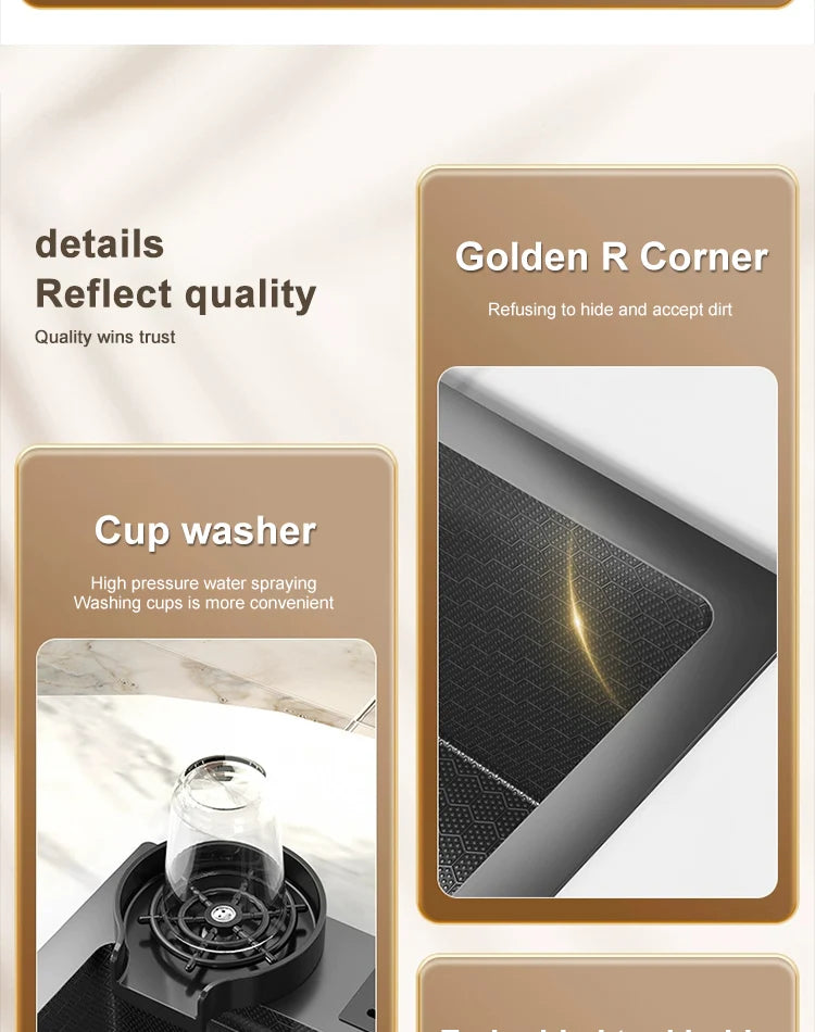 Large Single Slot Embossed Stainless Steel Waterfall Kitchen Sink  Household Wash basin Dishwashing  Sink For Kitchen