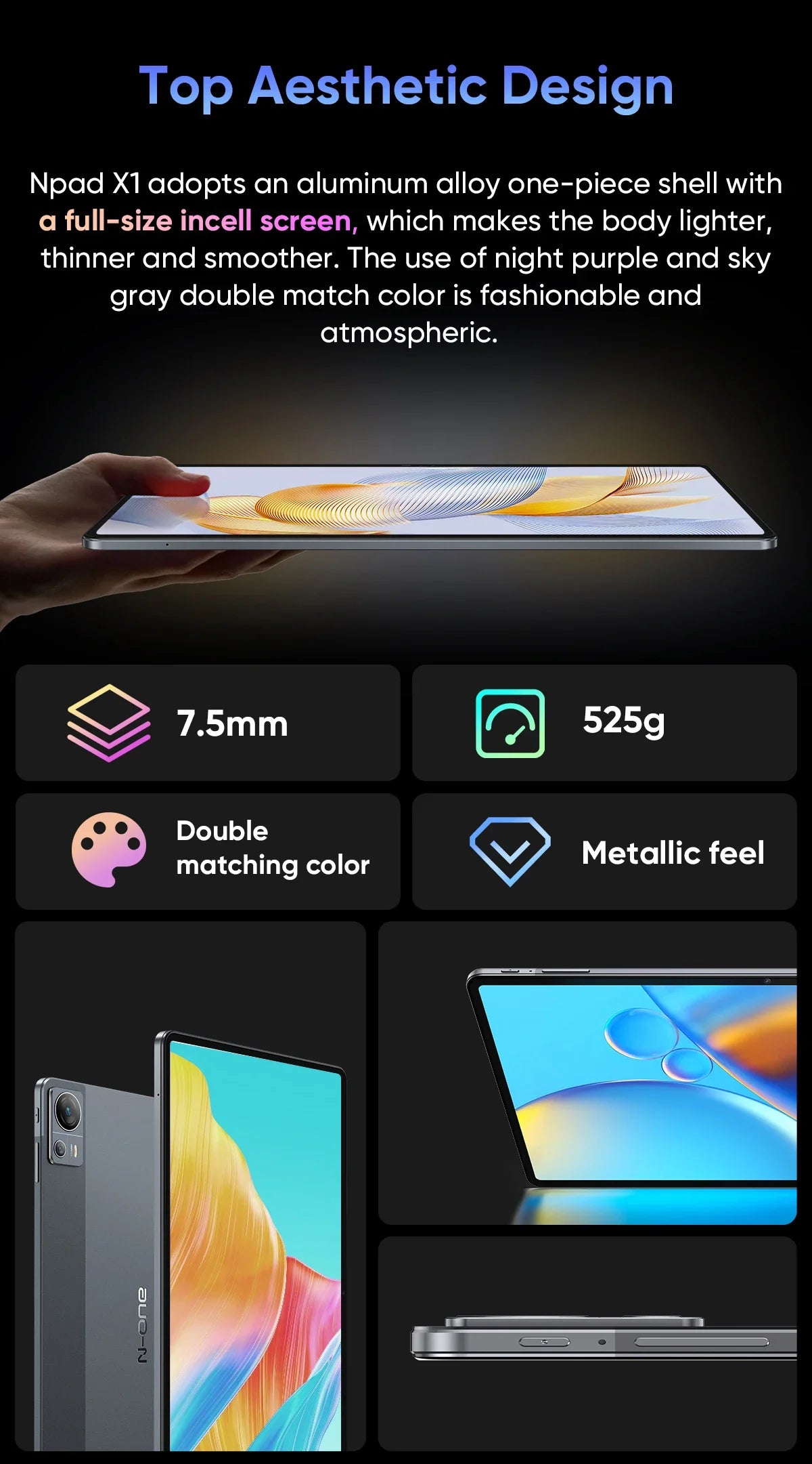 N-ONE NPad X1 Tablet PC 8GB RAM+128GB ROM 10.95'' 2000*1200 FHD IPS Android 13 4G LTE 8-Cores MTK G99 Fast Charging WIFI BT5.1