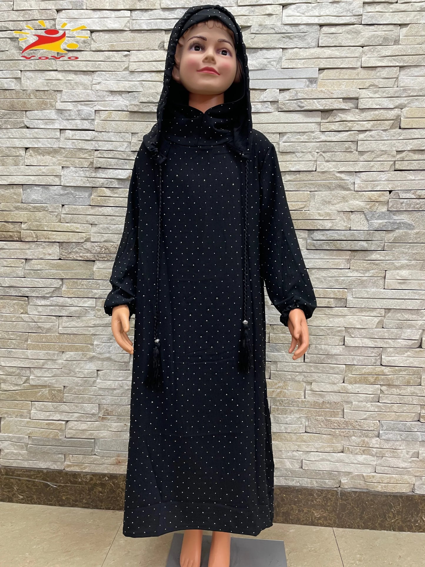 Eid Kids Cotton Prayer Garment Dress Muslim Girls Long Khimar Hijab Turkey Abaya Dresses Islamic Dress Full Cover Robe Ramadan.