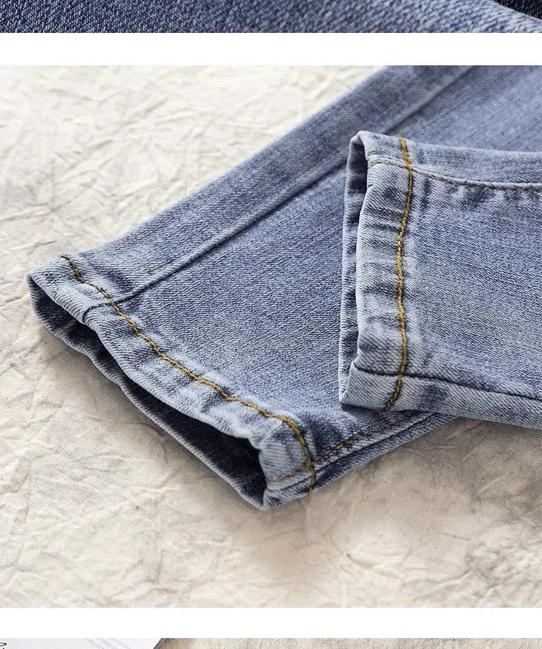 High Waist Nine-Tenths Women's Skinny Jeans Elastic Slimming Fashionable Spring Autumn New Style Small Foot Tight Pants.