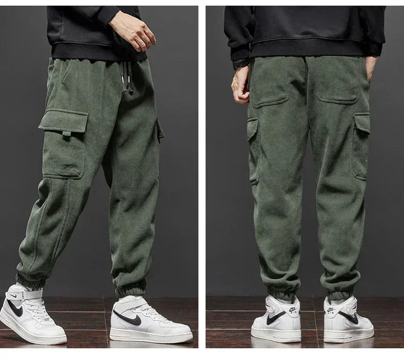 Spring Autumn New Style Elastic Waist Casual Pants for Men Stretch Straight Drawstring Harem Jogging Sports Long Pants Male.