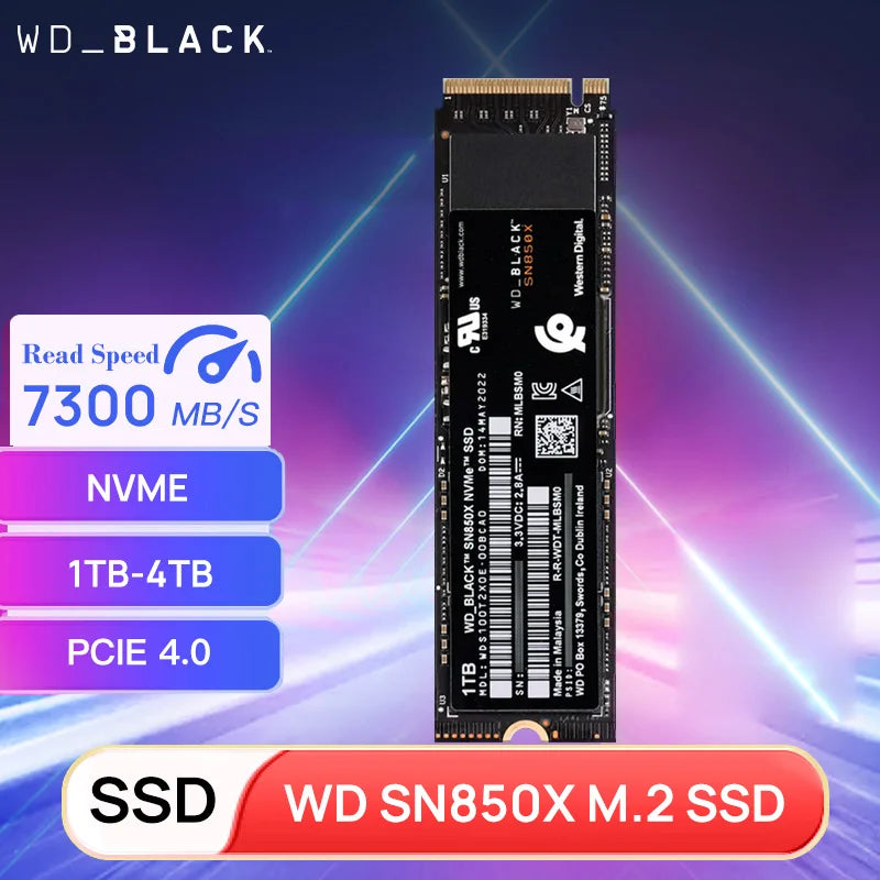 Western Digital SN850X 1TB 2TB 4TB WD_BLACK M.2 2280 NVMe PCIe Gen 4.0x4 SSD Solid State Drives for Gaming Computer Laptop PS5.