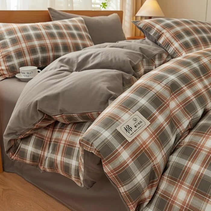 2025 new solid color matching pure cotton quilt cover bed four-piece set student dormitory 3-piece set available in all seasons