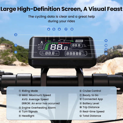 ISCOTER W9 Electric scooter 1000W engine 48V14AH battery foldable E-type scooter 10-inch pneumatic tire adult electric scooter.