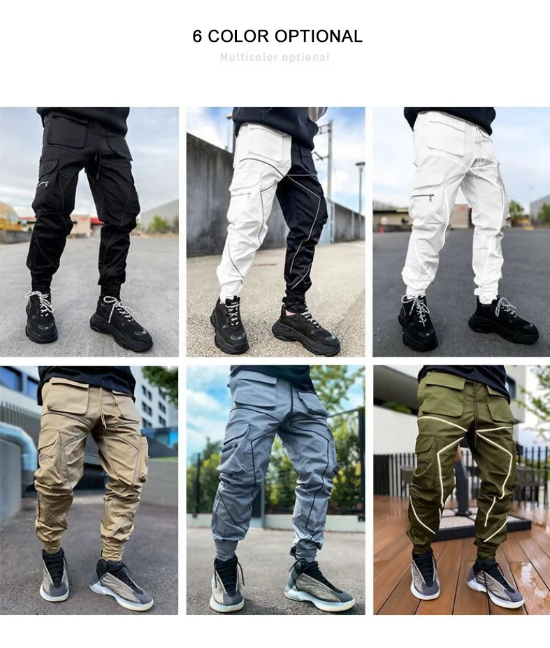 Men's Reflective Cargo Pants 2025 New Hip Hop Casual Joggers Trousers Multi-Pocket Men Sweatpants Streetwear Sports Pant M-3XL.