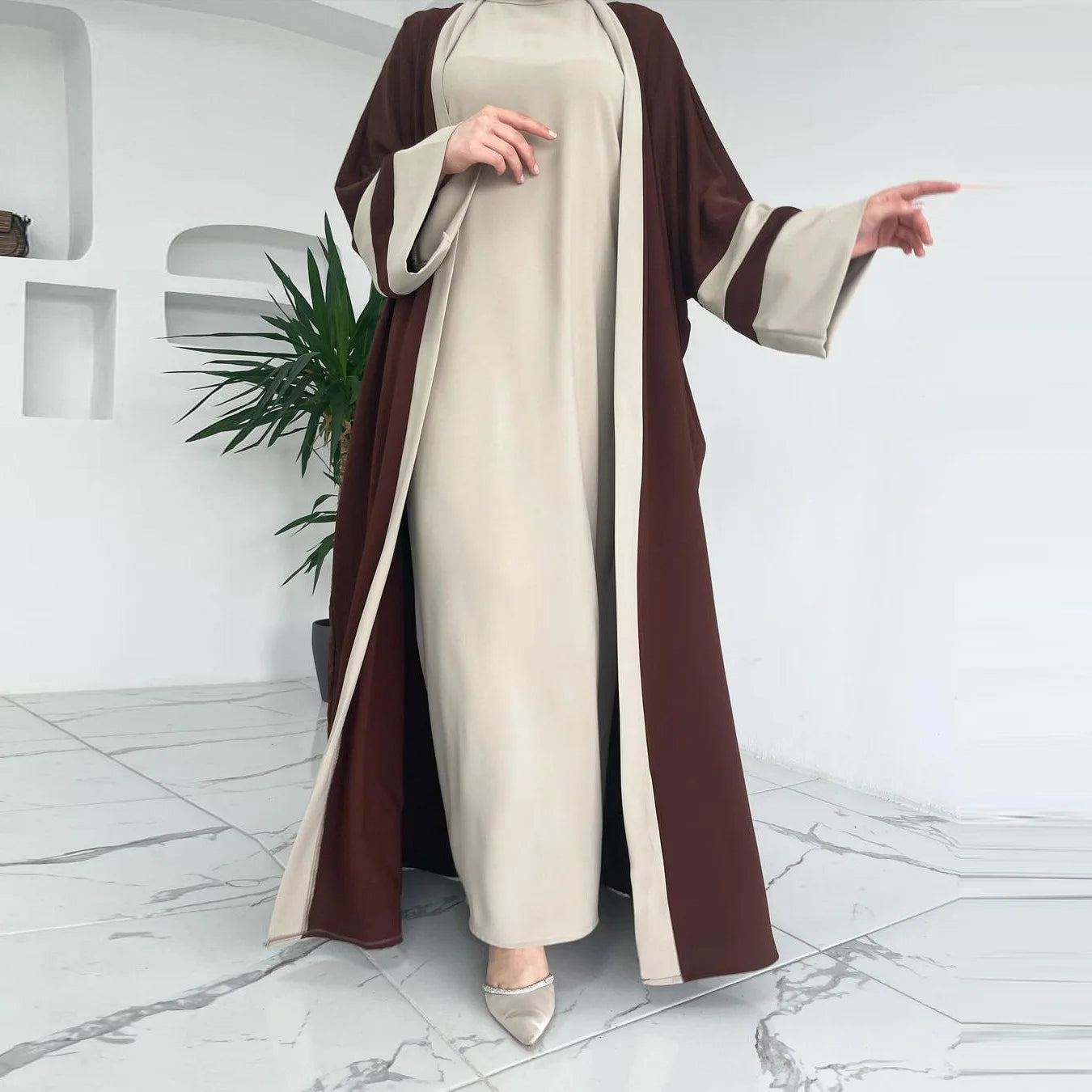 Eid Muslimisches Kleid und Abayas für Frauen, 2-teiliges Set, Musulman Ensembles Marokko, Ramadan-Kaftan, Abaya, Kaftan, Dubai, arabische lange Robe 2024.
