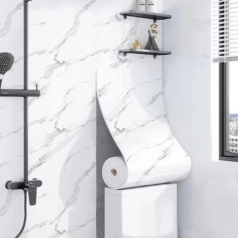 3D Wall Panels Self-Adhesive Wallpapers Marble Foam Thickened Wall Stickers for Ceiling Showers Bathrooms Living Room Decoration