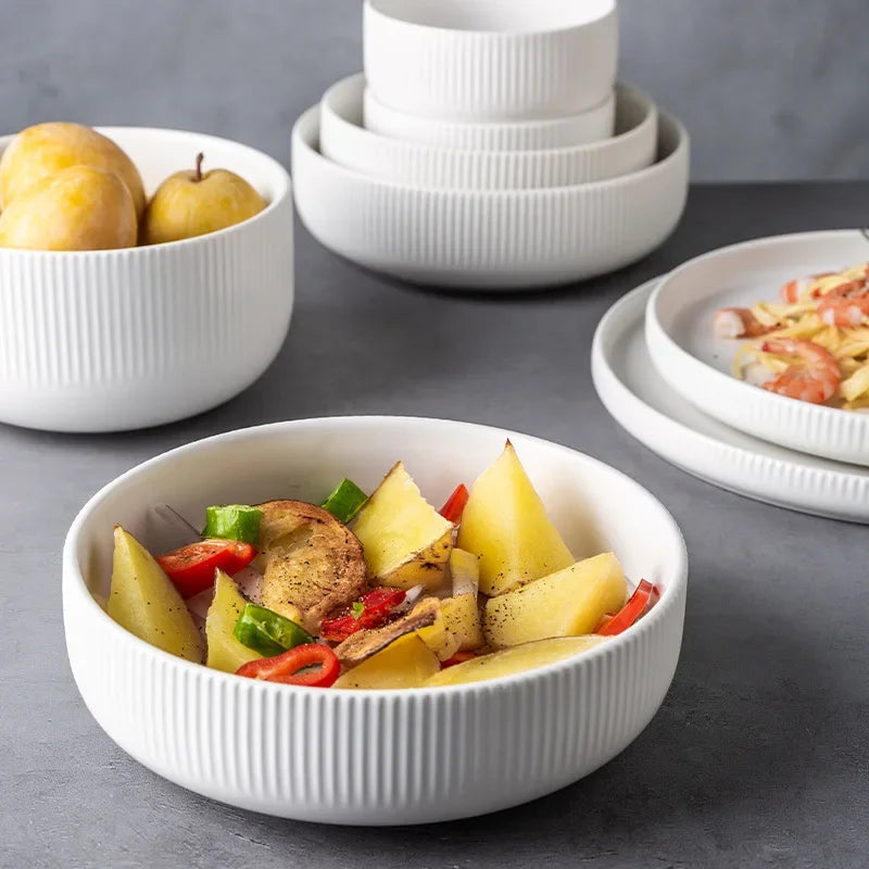 KINGLANG Nordic Creative Ceramics Plates matte glazed bowl Dishes Individual  Ins style Dishes Bowl Household Tableware.