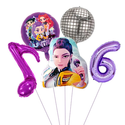1 Set Kpop Dämonenjäger Thema Ballon Mädchen Alles Gute zum Geburtstag Party Dekoration Kinder Baby Dusche Geschenke Lieferungen