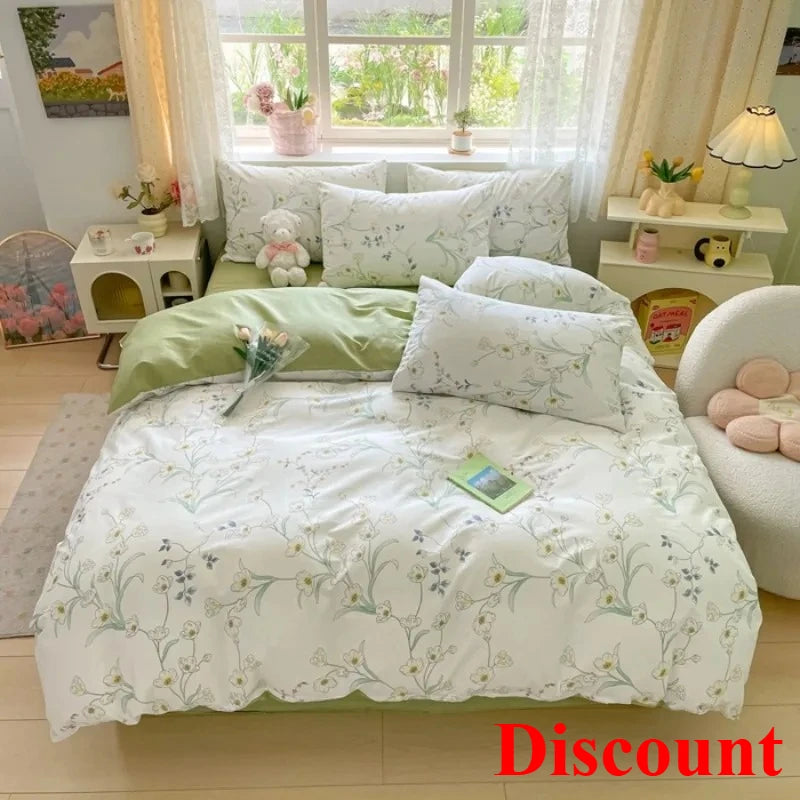 2025 new Cotton Duvet Cover Set with 2 Pillowcases 1 bed sheet - Elegant & Breathable Bedding Set,Fade-Resistant, Multiple Sizes.