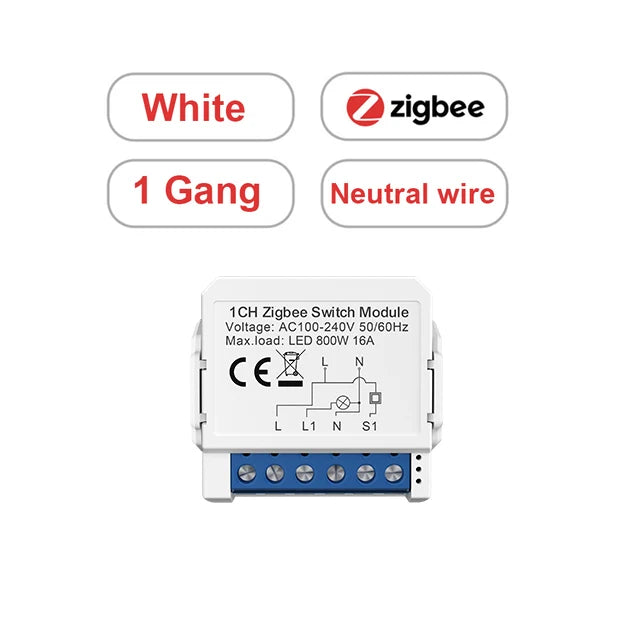 AVATTO Tuya WiFi Zigbee Smart Lichtschaltermodul, Neutralleiter/Keine Neutralleitersteuerung DIY Breaker Arbeit für Alexa, Google Home