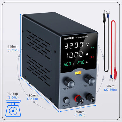 NANKADF Lab Bench Power Supply 30V 10A Switching Power Supply Unit 30V 5A  Adjustable Source 60V 5A Voltage Stabilizer 120V 3A