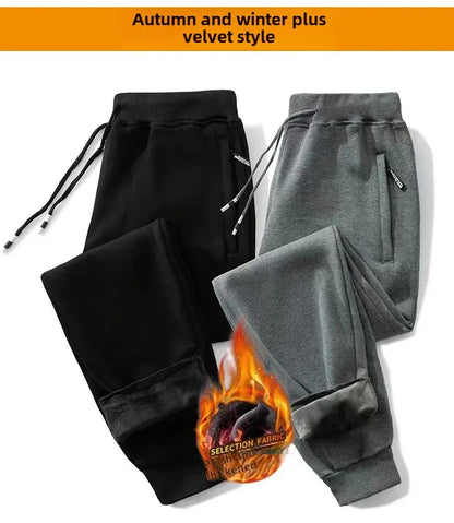 Men's Loose-Fit Fleece-Lined Long Casual Pants Autumn/Winter 2024 Spring/Autumn Korean Style Straight-Leg Pants For Youth