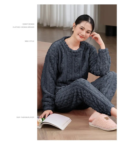 Korallen Samt Neue Warme Pyjamas Homewear Anzug Japanische und Koreanische frauen Herbst und Winter Verdickte Lose Pyjamas Homewear Anzug.