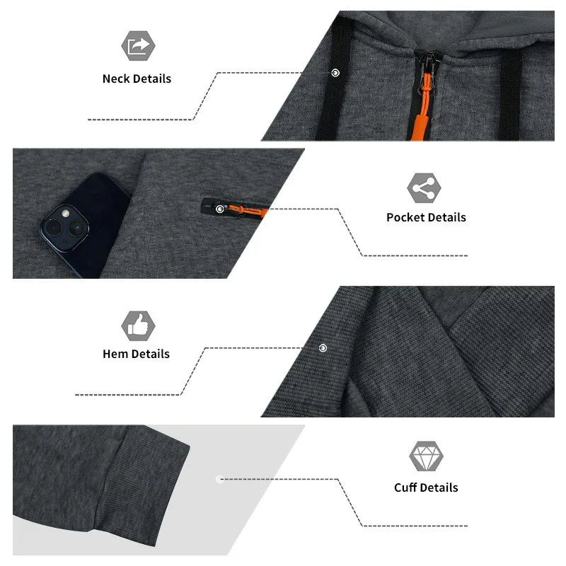 Men's Loose Fit Heavyweight American-Style Casual Sportswear Jacket fleece Lined Hooded Sweatshirt for Winter