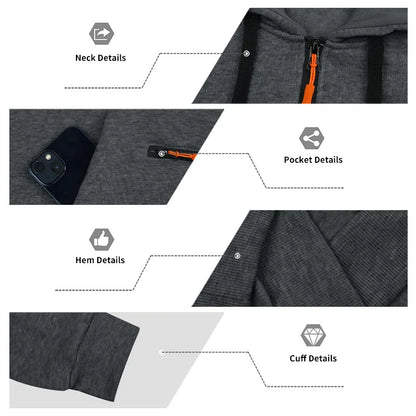 Men's Loose Fit Heavyweight American-Style Casual Sportswear Jacket fleece Lined Hooded Sweatshirt for Winter