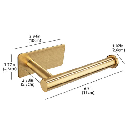 Selbstklebender Papierhalter aus Edelstahl, gebürstetes Gold, Schwarz, Weiß, Ständer für Küche, Badezimmer, Toilettenpapier, Handtuchrolle, Regal, Taschentuch zum Aufhängen