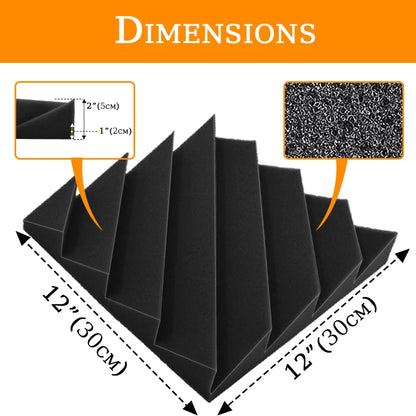 TOUO Acoustic Foam 6/12/12/48 Pcs Offices Acoustic Treatment Flame-Retardant High-Density Diamond Groove Soundproof Foam Panels