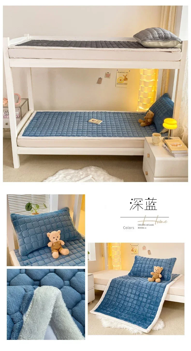 2024 Winter Milk Velvet Bedspread King Size Bed Cover Quilted Mattress Pad Washable Mattress Protector Bed Linen Queen Bedsheet.