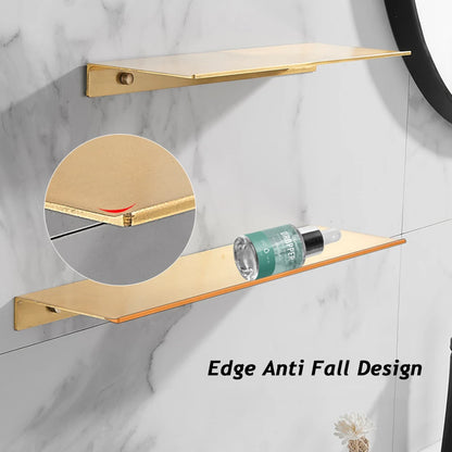 20/30/40/50CM Gebürstet Gold Wand Regal Badezimmer Lagerung Rack Küche Wand Regal Badezimmer Dusche Regale Hause Zubehör