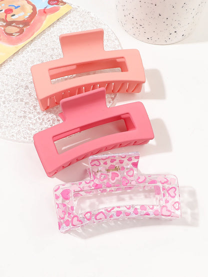 1/3/4/6 Pcs Medium Hair Claw Clips for Women Girls, Pink Strong Hold Matte Square Hair Clips for Thick Thin Hair
