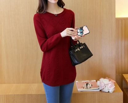 Strick pullover Herbst Winter Tops O-Ausschnitt Langarm Pullover lässig warme Damen pullover Midi lange schlanke Pullover Mädchen