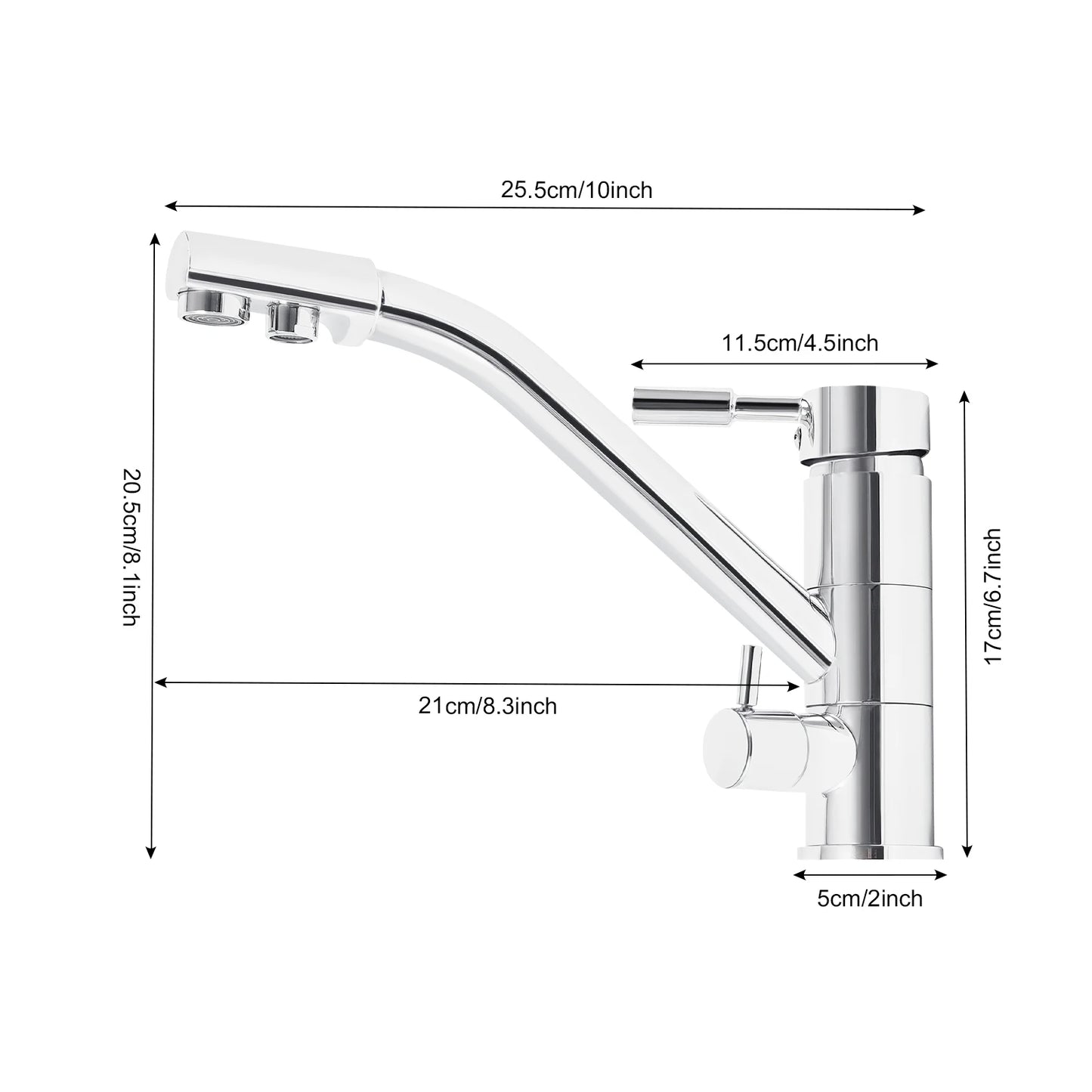 3 in 1 Water Filter Tap 360° Rotatable Three-Way Kitchen Faucet Osmosis System Tap Kitchen Water Filter Fitting 22*20cm