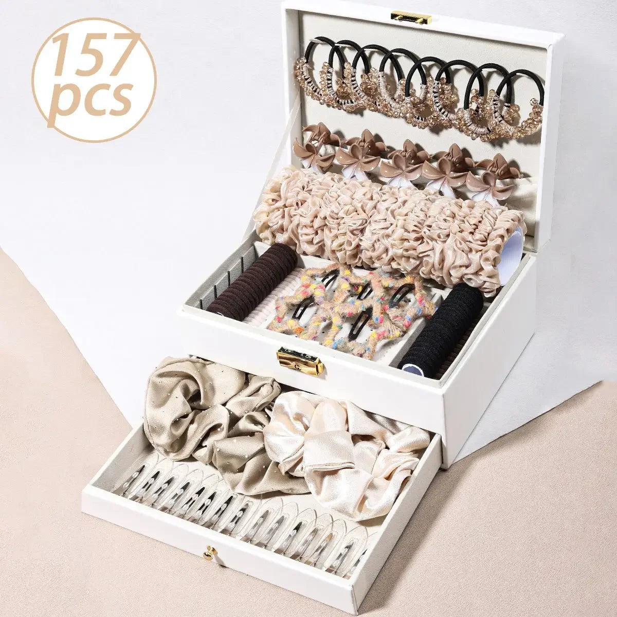 1150-Pcs Hair Clip Pearl Shark Fin Hair Grips Elastic Band Seamless Hair Bands Hair Ties Hair Accessories Gift Box Set.