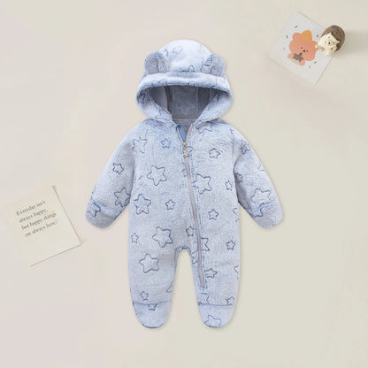 AYNIGIELL 0-12M Cartoon Neugeborenen Body Warme RompersSoft Neugeborenen Baby Kleidung Flanell Herbst Winter Baby Jungen Mädchen Overall.
