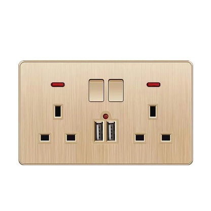 Gold 13A UK Stecker USB Steckdose, Haushalt elektrische licht schalter, universal 5 loch Dual Buchse mit USB Ladegerät, AC110-250V