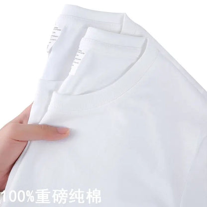 100% Cotton T-shirt Men Women Solid Color O Neck Short-sleeved Tops Summer Korean Loose Half-sleeve T Shirt Unisex M-4XL.