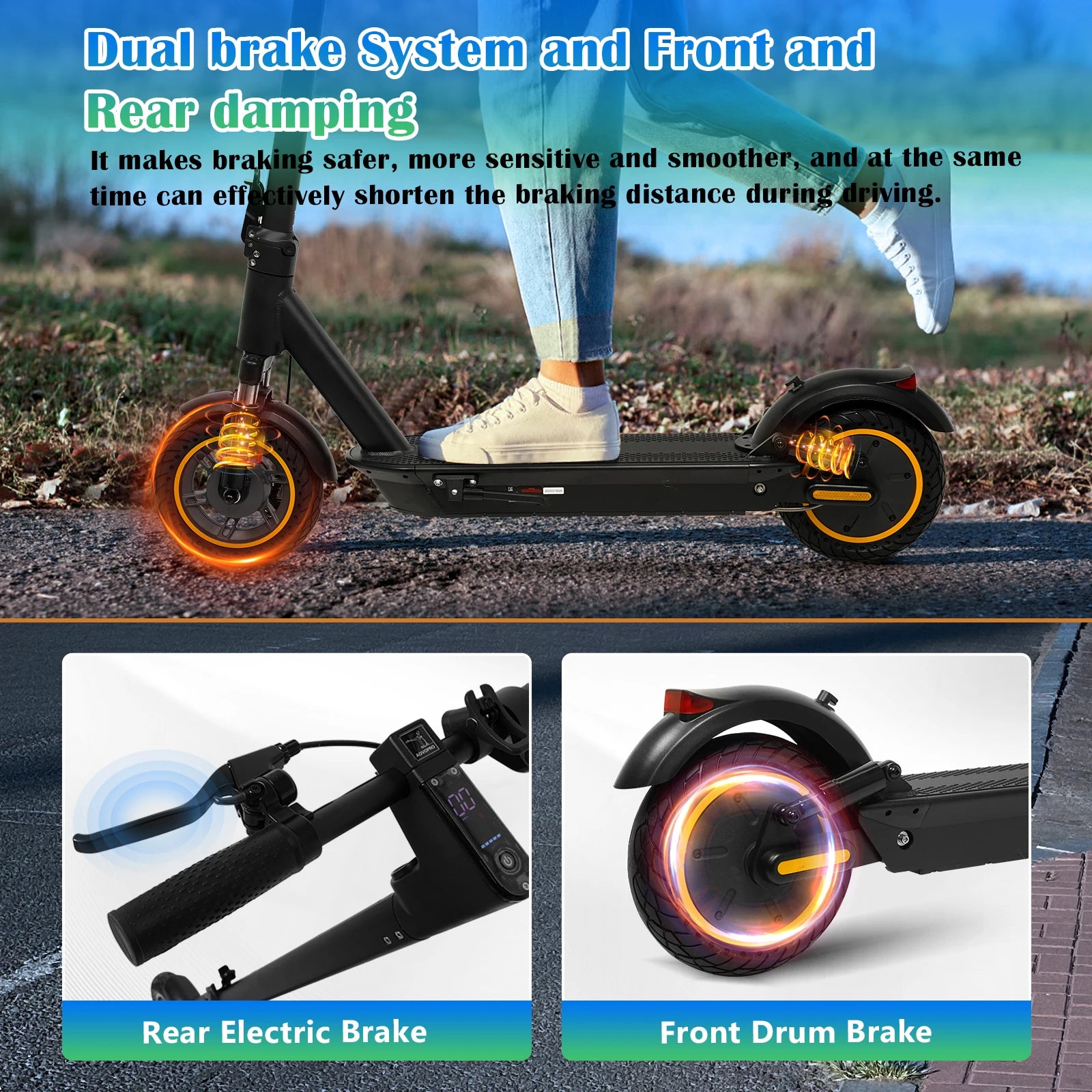 A1MAX Electric Scooter 500W Powerful Motor 35KM/H 45KM 42V14.5AH Battery 10Inch Pneumatic Tyres Smart Foldable EScooter.