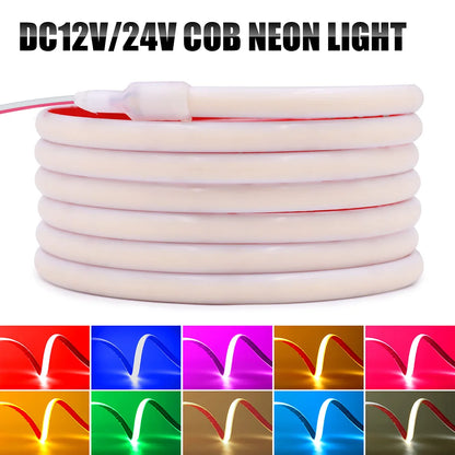 Waterproof COB LED Neon Light Strip 12V 24V 5m 10m 15m 20m 0.5m 320 LEDs Flexible Tape Silicone Tube Lamp Liner Lighting RA90.