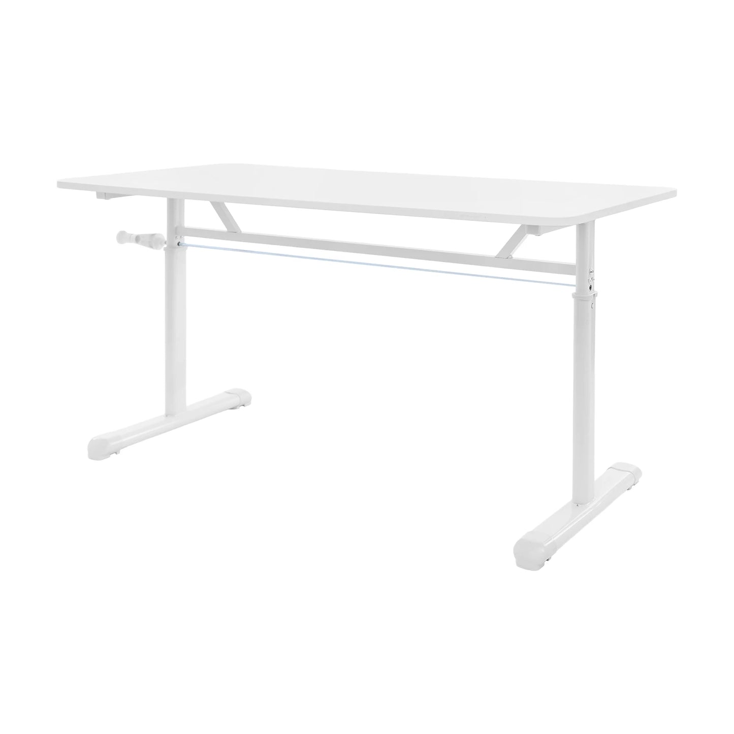 Höhenverstellbarer Schreibtisch, Heimbüro, Schreibtisch, manuell höhenverstellbarer Stehschreibtisch, weiß, 65–90 cm, höhenverstellbar