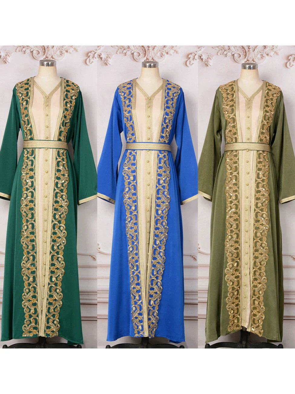 Naher Osten Mode Schwerindustrie Nagelperle eingelegter Diamant Muslimisches Gewand Damen langer Rock elegantes Abendkleid Kleid.