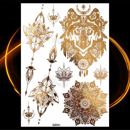 1PC Summer Style Men Women Body Art Gold Metallic Tattoo Sticker HYS-101 Chain Bracelet Fake Jewelry Waterproof Temporary Tattoo