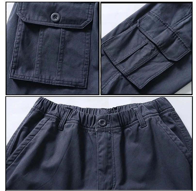 Solind Cotton Multi Flap Pockets Men's Straight Leg Cargo Pants Loose Casual Outdoor Pants Men's Work Pants For Hiking Tactical.
