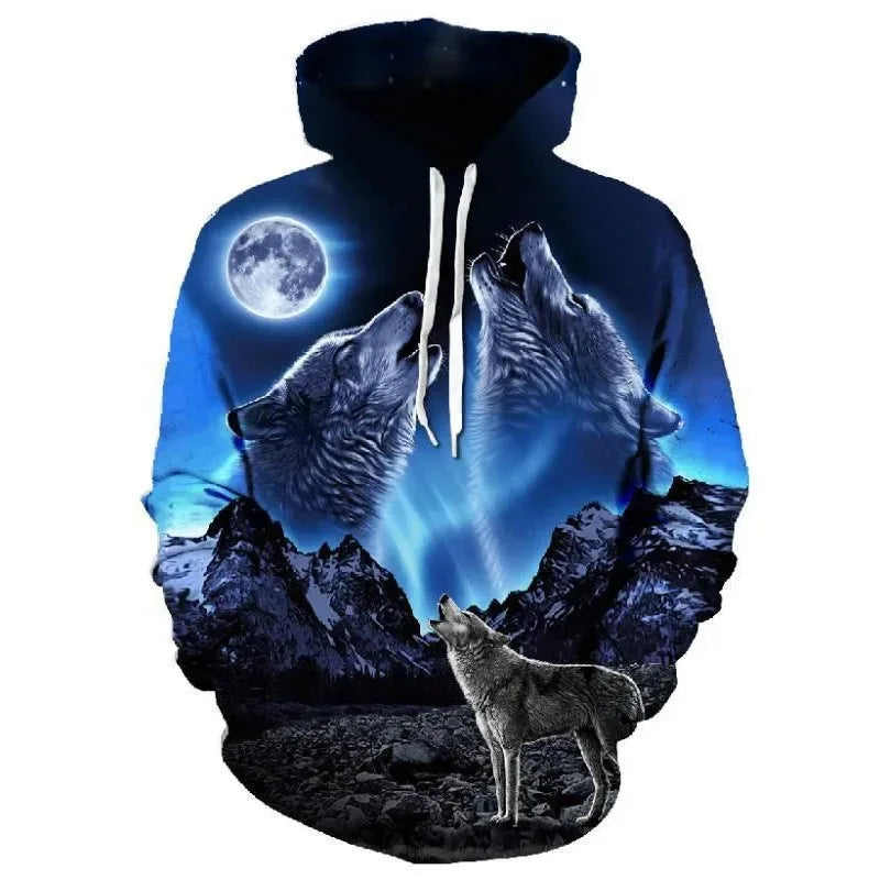 3D Print Autumn/Winter Men Hoodies Casual Oversized Animal Wolf Graphics  Pullover Trend Hoodie Harajuku Sweatshirt Men Clothing.
