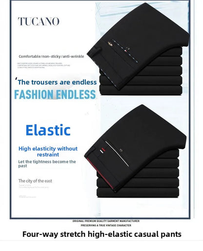 Men's Travel Dress Pants Stretch, No Iron Required Business Trousers, British Classic Slim Fit Lightweight Office Work Pants.