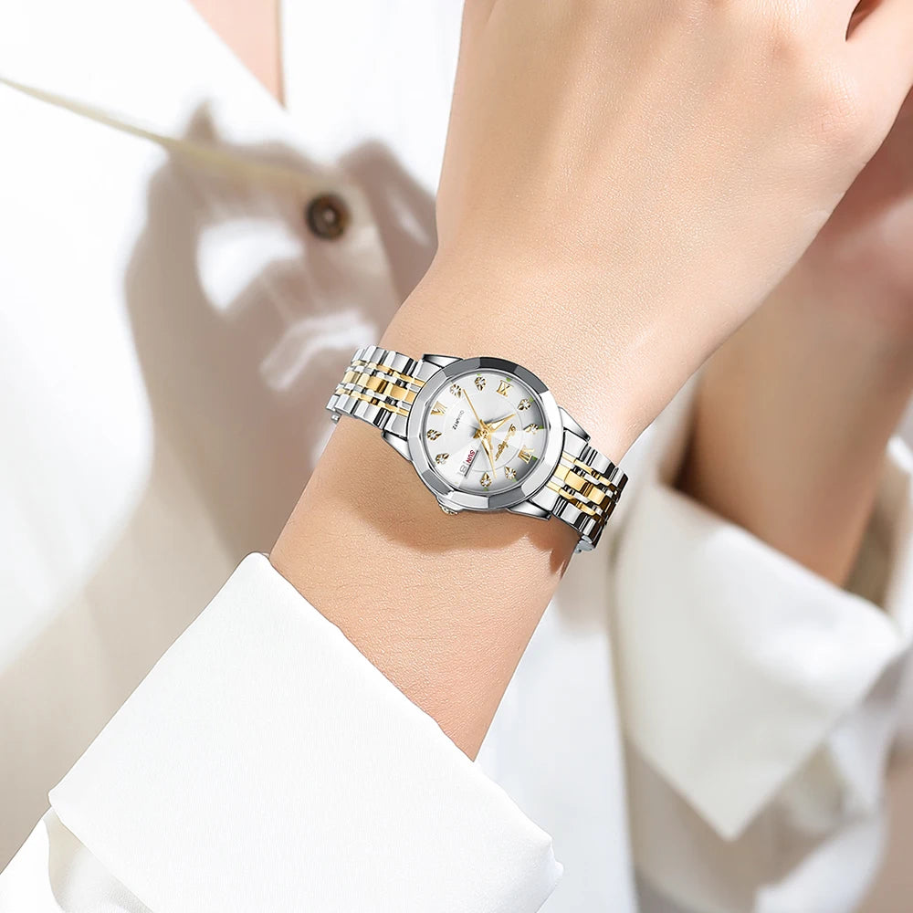 POEDAGAR Top Luxury Woman's Quartz Watch Waterproof Luminous Date Week Ladies Casual Watch Stainless Steel Elegant Women Watches.