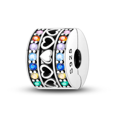 Silver Clasp 925 Sterling Silver CZ pave Clip Charms Daisy Beads Stopper Safety Chain fit Original Bangle Bracelet Jewelry Clip