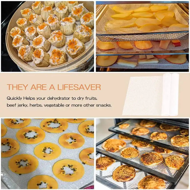 2pcs Silicone Sheet Steamer Pad Non-stick Food Fruit Dehydrator Mats Square Mesh Dehydrator Tray Steamer Mat for Fruit Dryer.