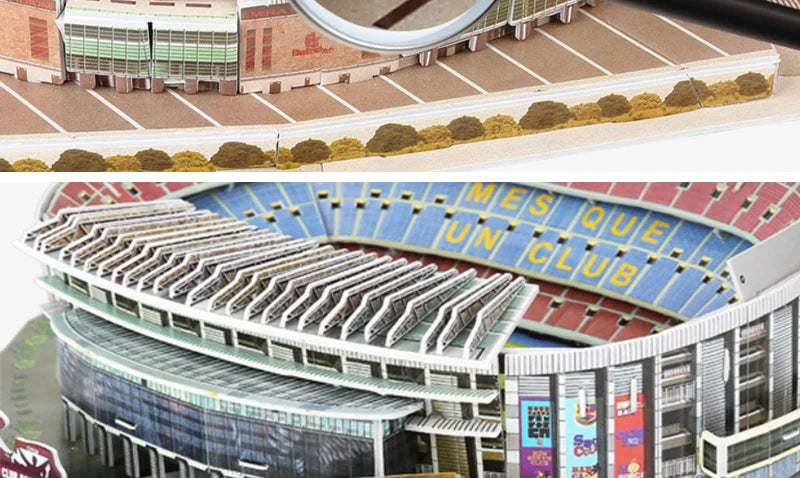 3D Football Stadium Puzzle Paper Model Architecture Kit Adult Kids Craft Building Toy Home Decor Gift Jigsaw Collectible Play.