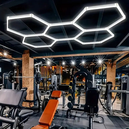 High brightness honeycomb hexagonal garage LED light 6500K suitable for garages, 4S workshops, car beauty shops, gyms.