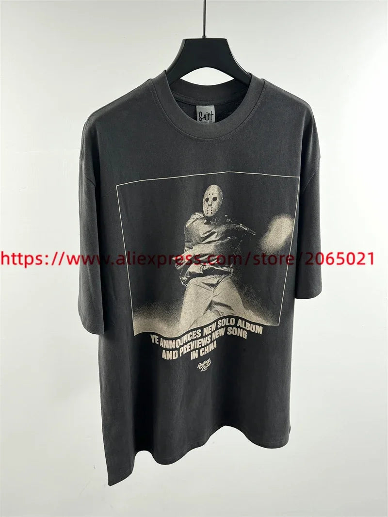 SAINT Vintage NIN Nine-inch Nail T-Shirts Best Quality Vintage Washed T Shirt Tee Tops