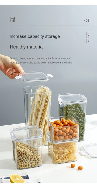 Large Capacity Waterproof Transparent Sealed Jar Multi-size Scene Kitchen Candy Dried Grain Storage With Lid Fridge Storage Tank.